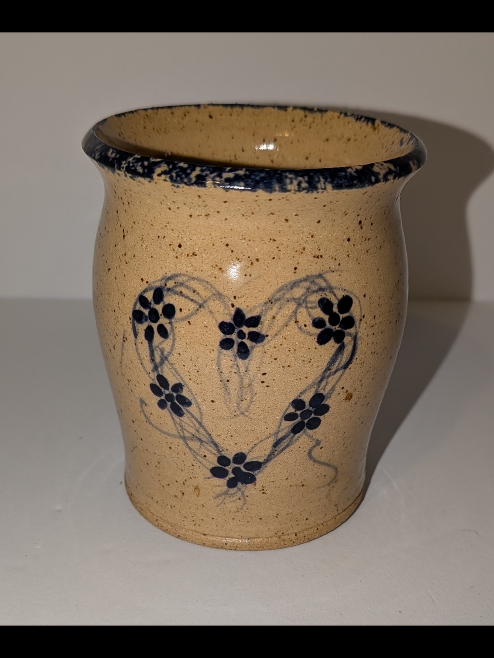 Three Rivers Pottery Cup with Heart Design 3.5 Inches Tall 2.5 Inches Round
